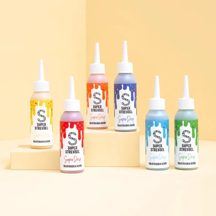 Super sprinkles drip cake icing rainbow set, 6 pieces