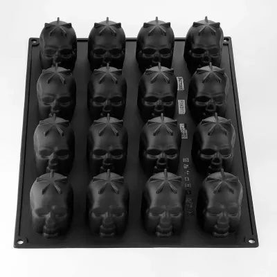 Silikonform Totenkopf, 16 Stück