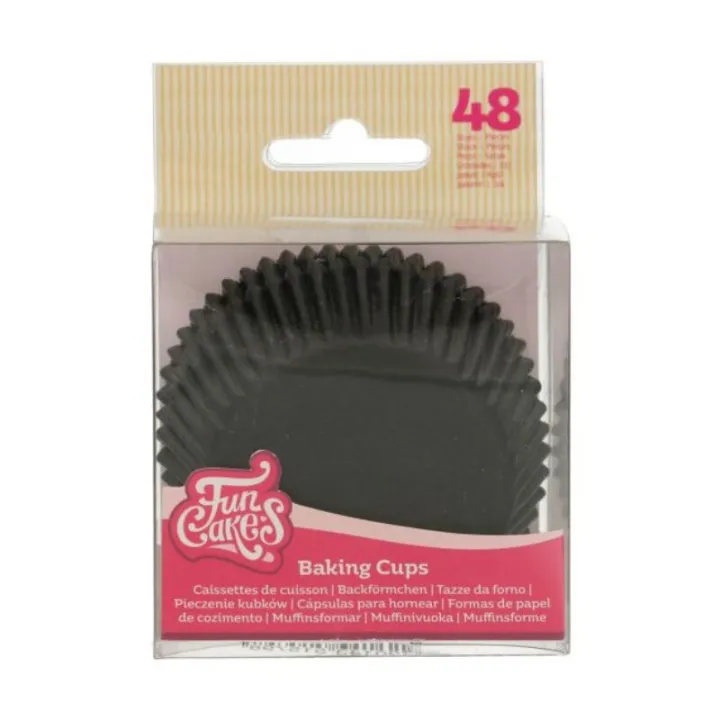 FunCakes cupcake baking cups black, 48 pieces