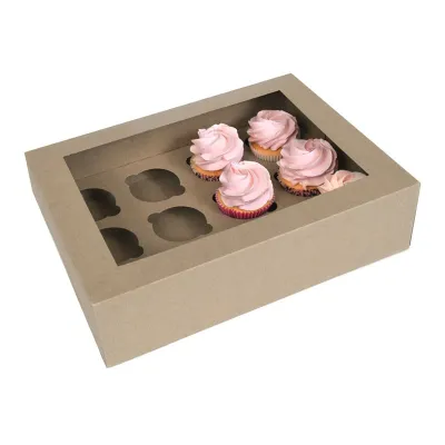 Cupcake Box Braun für 12 Cupcakes, 1 Stück