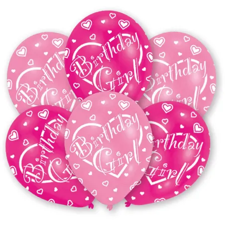 Birthday Girl Ballon Pink/Rosa, 6 Stück