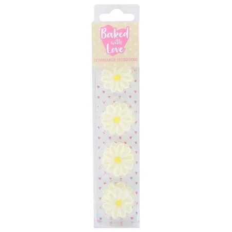 Decorazione di zucchero fiori margherite, 12 pezzi