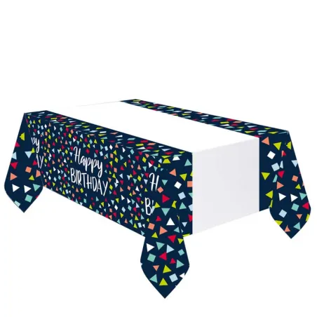 Tischdecke aus Papier Happy Birthday Party, 120 x 180 cm
