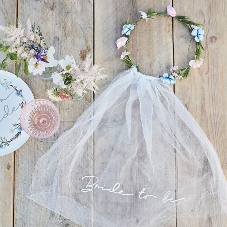 "Bride To Be" Décoration florale avec voile