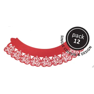 Cupcake Wrapper Herzen Rot, 12 Stück