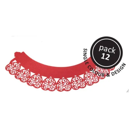 Cupcake Wrapper Hearts Red, 12 pieces