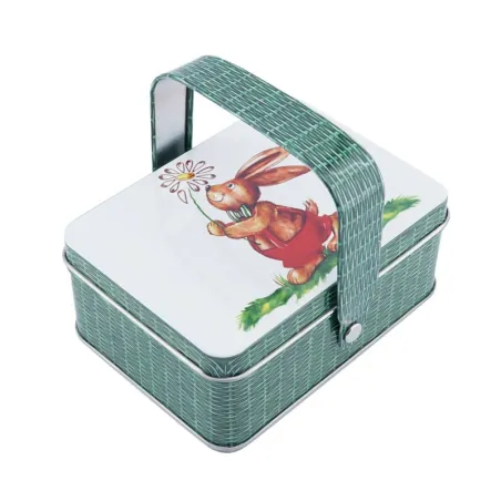 Cestino in latta per biscotti coniglio, 103 x 75 x 40 mm