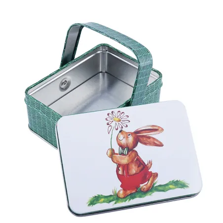 Cookie tin basket rabbit, 103 x 75 x 40 mm