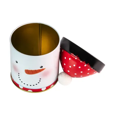 Boîte à biscuits Bonhomme de neige avec bonnet Ø 90 x 125 mm