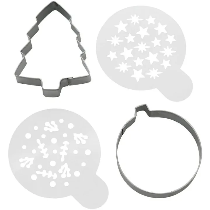 Ausstecher & Schablonen Set Weihnachten, 4-teilig