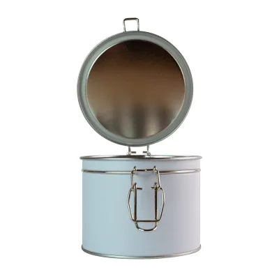 Scatola per biscotti con piano girevole bianco, Ø 102 x 90 mm