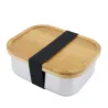 Scatola per il pranzo in acciaio inox con coperchio in bambù, 165 x 120 x 56 mm