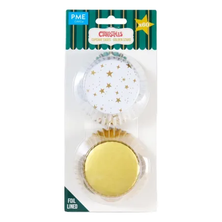 Golden stars cupcake cases, 60 pieces