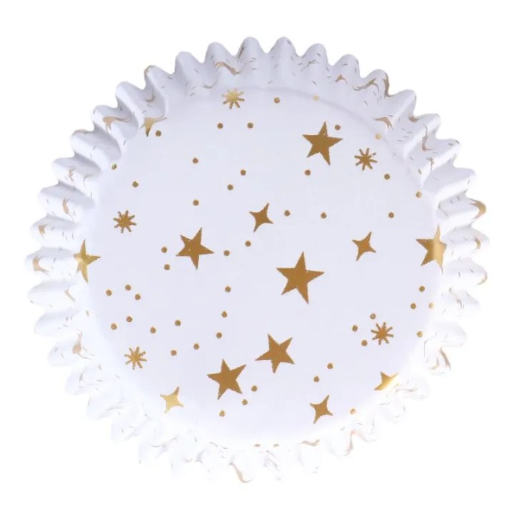 Golden stars cupcake cases, 60 pieces