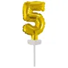 Folienballon Gold Nr. 5 als Cake Topper