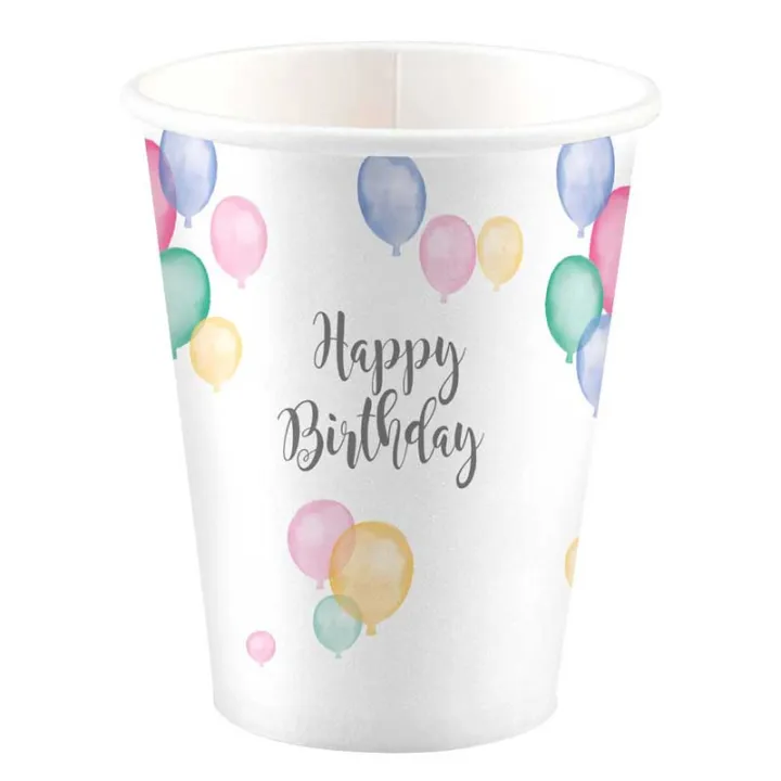 Drinking cup balloon party 250 ml, 8 pieces