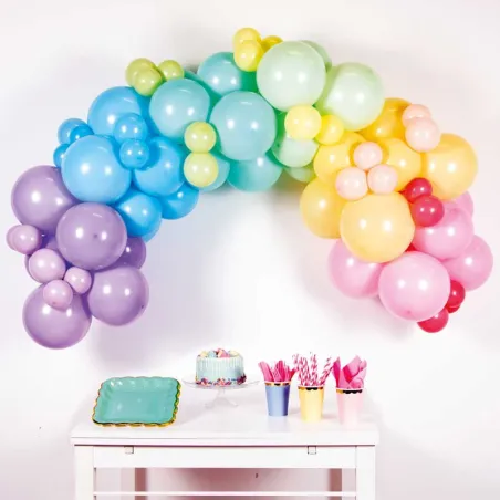 Bouquet di palloncini arcobaleno pastello, 78 palloncini, 4m