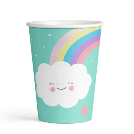 Bicchiere arcobaleno e nuvole 250 ml, 8 pezzi