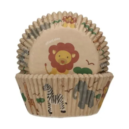 FunCakes, astucci per cupcake con animali safari, 48 pezzi