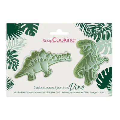 Dino cookie cutter with ejector, set of 2