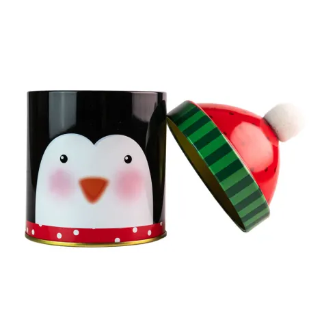 Cookie tin penguin with cap Ø 90 x 125 mm