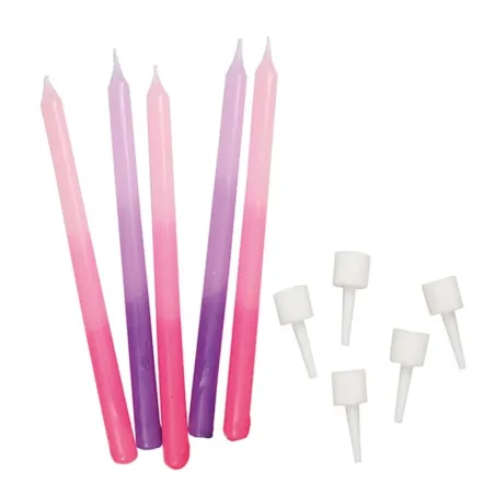 Candele rosa e viola, 12 pezzi