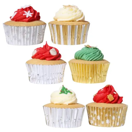 Cupcake molds Christmas mix gold and silver