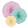 Éventails décoratifs en papier pastel, 3 pièces