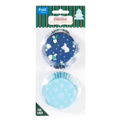 Stampi per cupcake con pinguini e fiocchi di neve, 60 pezzi