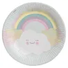 Piatti di carta arcobaleno e nuvole Ø 23 cm, 8 pezzi
