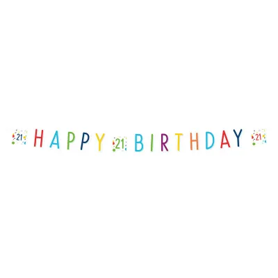 Happy Birthday Girlande 21 Jahre, 180 x 13.8 cm