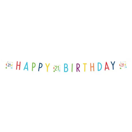 Ghirlanda Buon Compleanno 21 anni, 180 x 13,8 cm