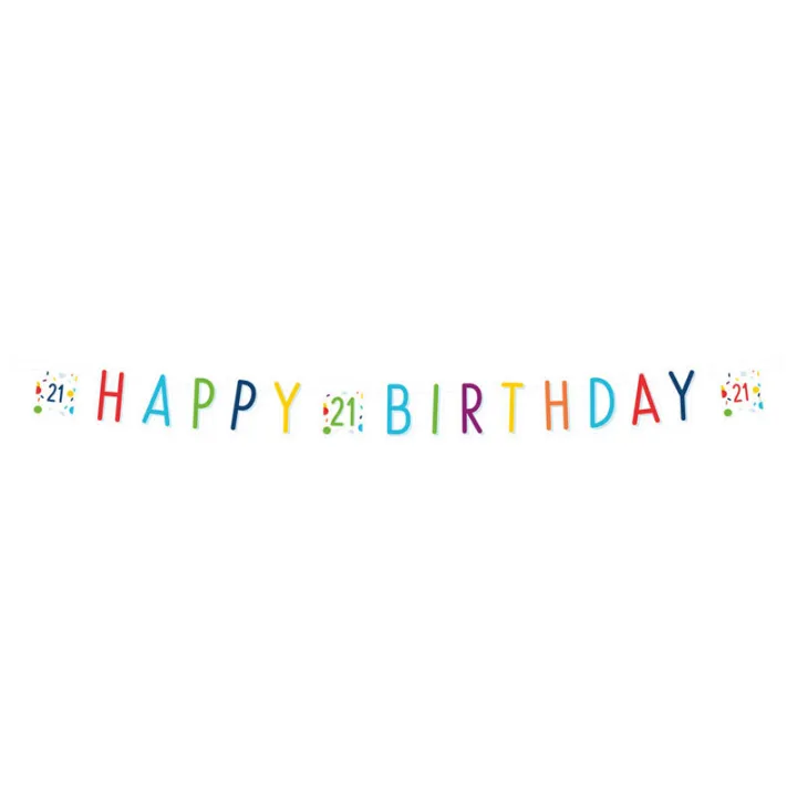 Ghirlanda Buon Compleanno 21 anni, 180 x 13,8 cm