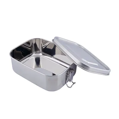 Stainless steel lunch box, 165 x 128 x 57 mm