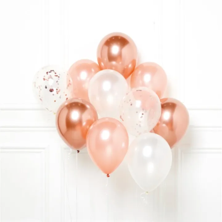 Bouquet de ballons or rose, 10 pièces
