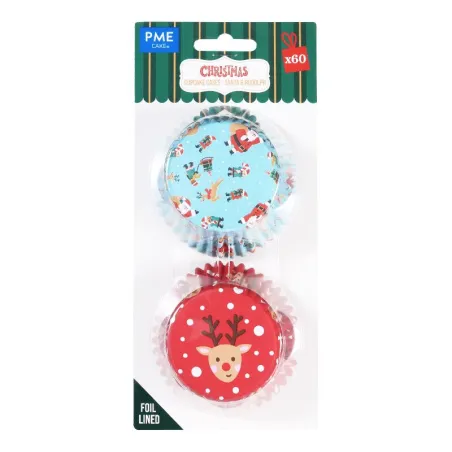 Santa and Rudolph cupcake cases, 60 pieces