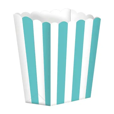 Popcorn Box türkis-gestreift, 5 Stück