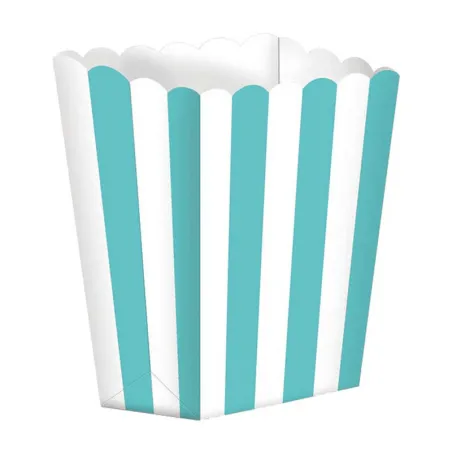 Scatola per popcorn a righe turchesi, 5 pezzi