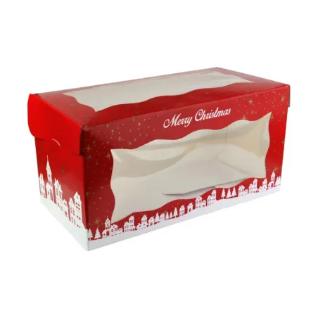 Bûche Schachtel "Merry Christmas" rot, 20 x 10 x 10 cm