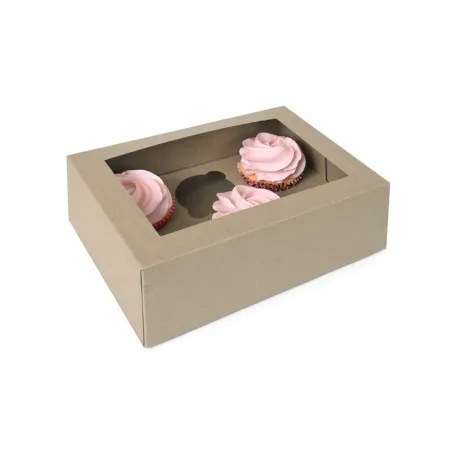 Cupcake box brun pour 6 cupcakes, 1 pièce