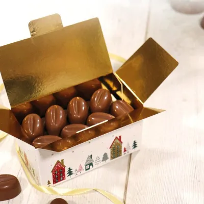 Scatola di cioccolatini Villaggio di Natale 1 pezzo per regali raffinati