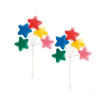 Topper de gâteau "étoiles multicolores" en PVC