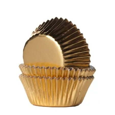 Mini cupcake cases metallic gold, 36 pieces