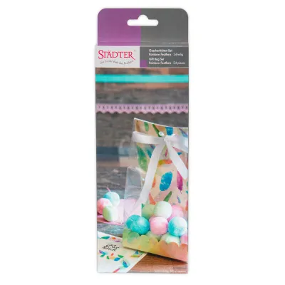 Gift bag set "Rainbow Feathers", 24 pieces