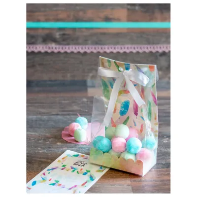 Set di sacchetti regalo "Rainbow Feathers", 24 pezzi