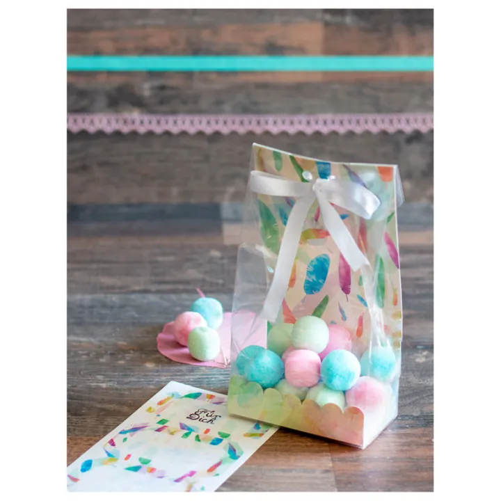 Set di sacchetti regalo "Rainbow Feathers", 24 pezzi