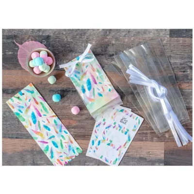 Gift bag set "Rainbow Feathers", 24 pieces