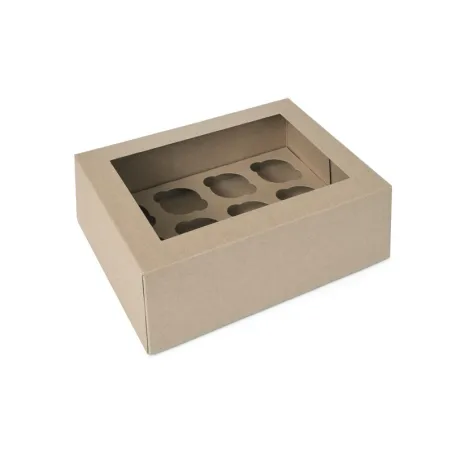 Scatola marrone per 12 mini cupcake, 1 pezzo