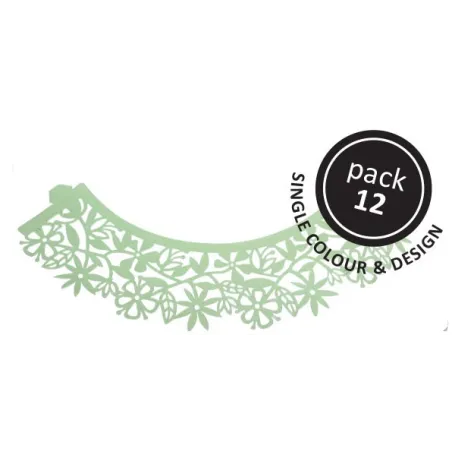 Cupcake wrapper flowers light green, 12 pieces