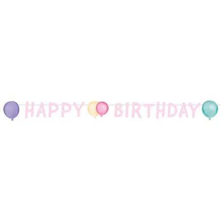 Guirlande Happy Birthday Pastel, 150 x 13.8 cm